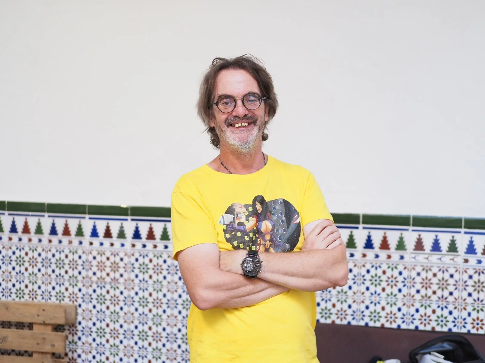 Gabriel Diaz Barragán, conocido como Cybernapya, en su stand durante ImaginaMálaga