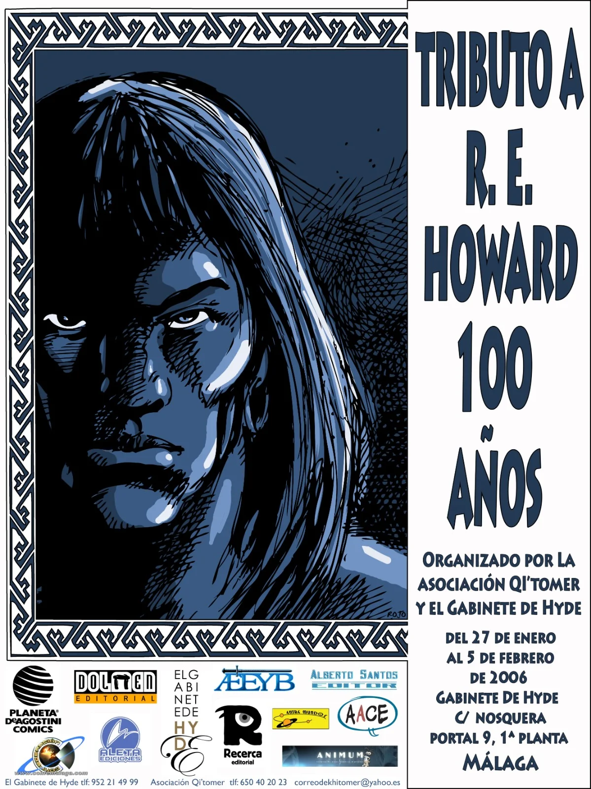 Cartel del evento ImaginaMálaga del año 2006, segunda edición. Ilustración de Antonio Rojo y Alberto Foche donde aparece una momia con los ojos rojos y los vendajes deshechos, dejando al descubierto su piel verdosa en varias partes.