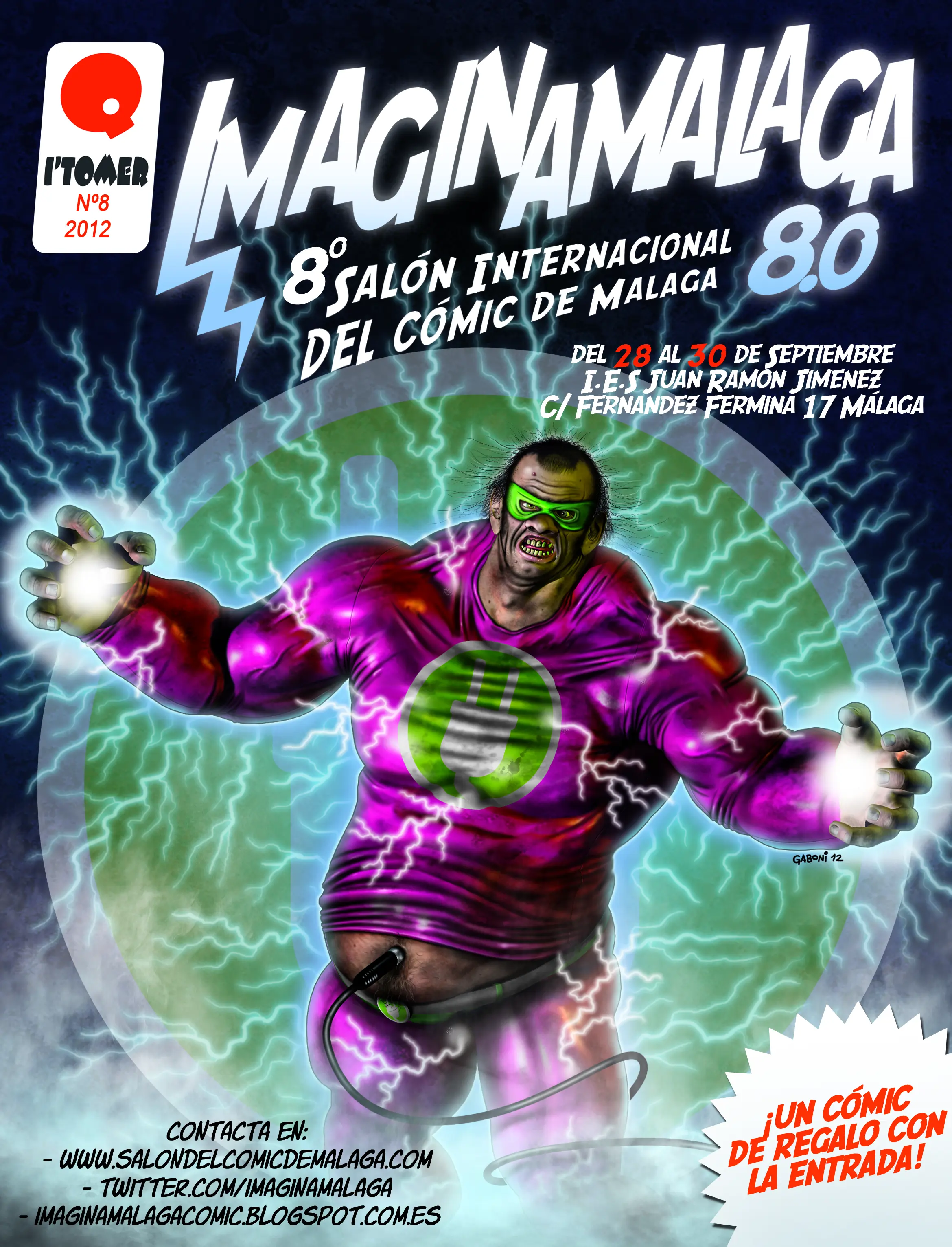 Cartel del evento ImaginaMálaga del año 2012, octavo salón internacional del cómic de Málaga.