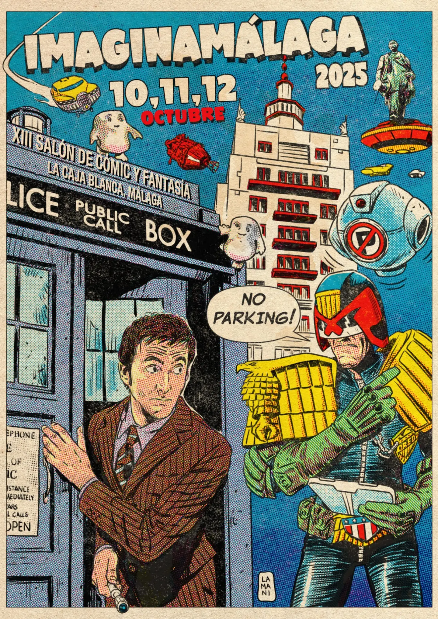 Cartel del evento ImaginaMálaga del año 2025, decimotercer salón de cómic y fantasía en Málaga.